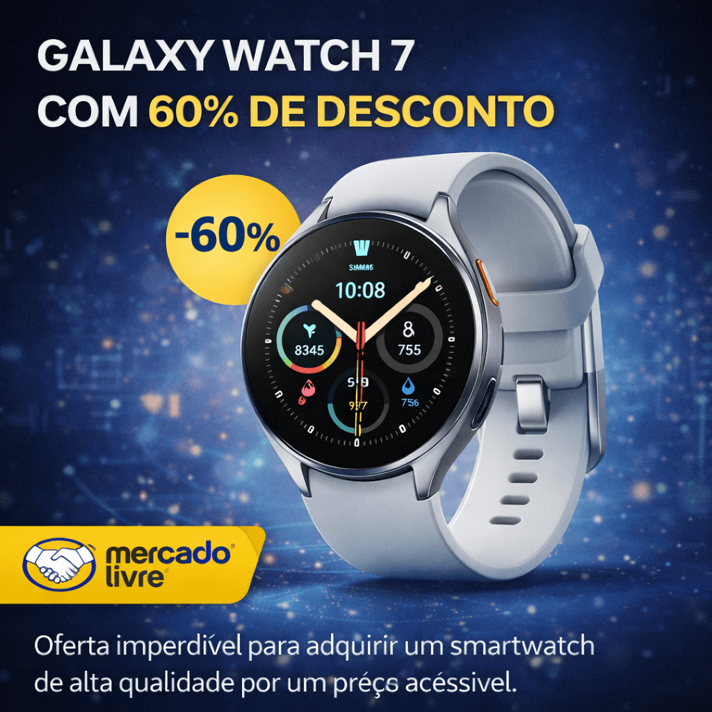 Desbloqueie Oferta Imperdível Galaxy Watch 7 com 60 por cento de Desconto no Mercado Livre