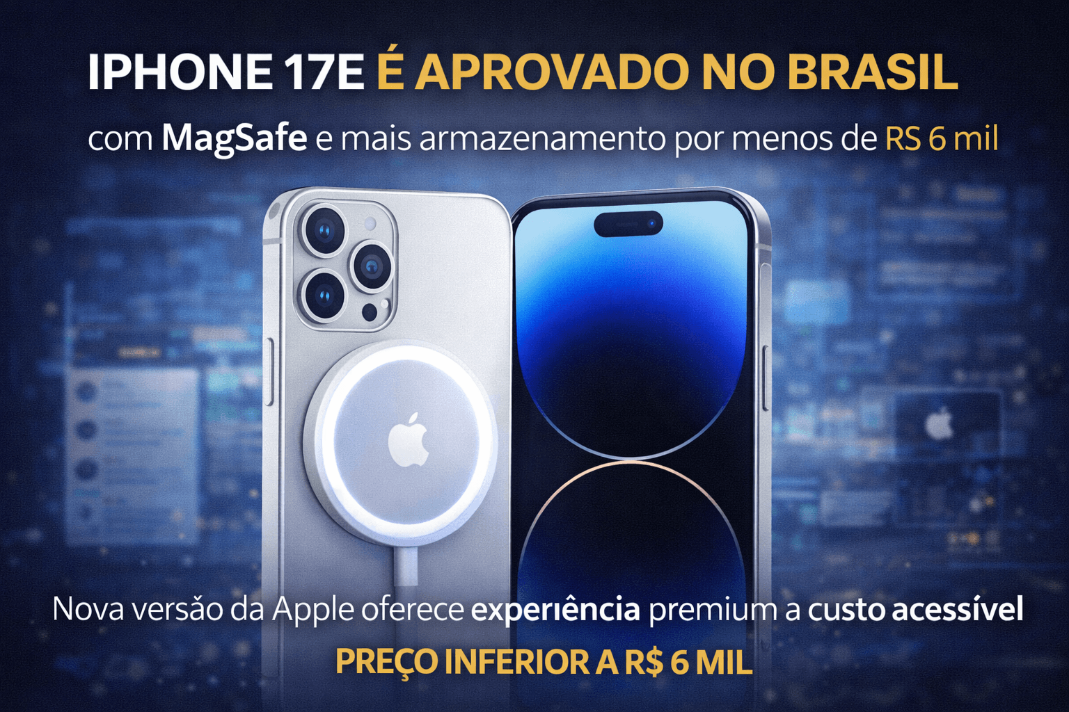 iPhone 17e já é aprovado no Brasil vem com MagSafe e mais armazenamento por menos de R$ 6 mil
