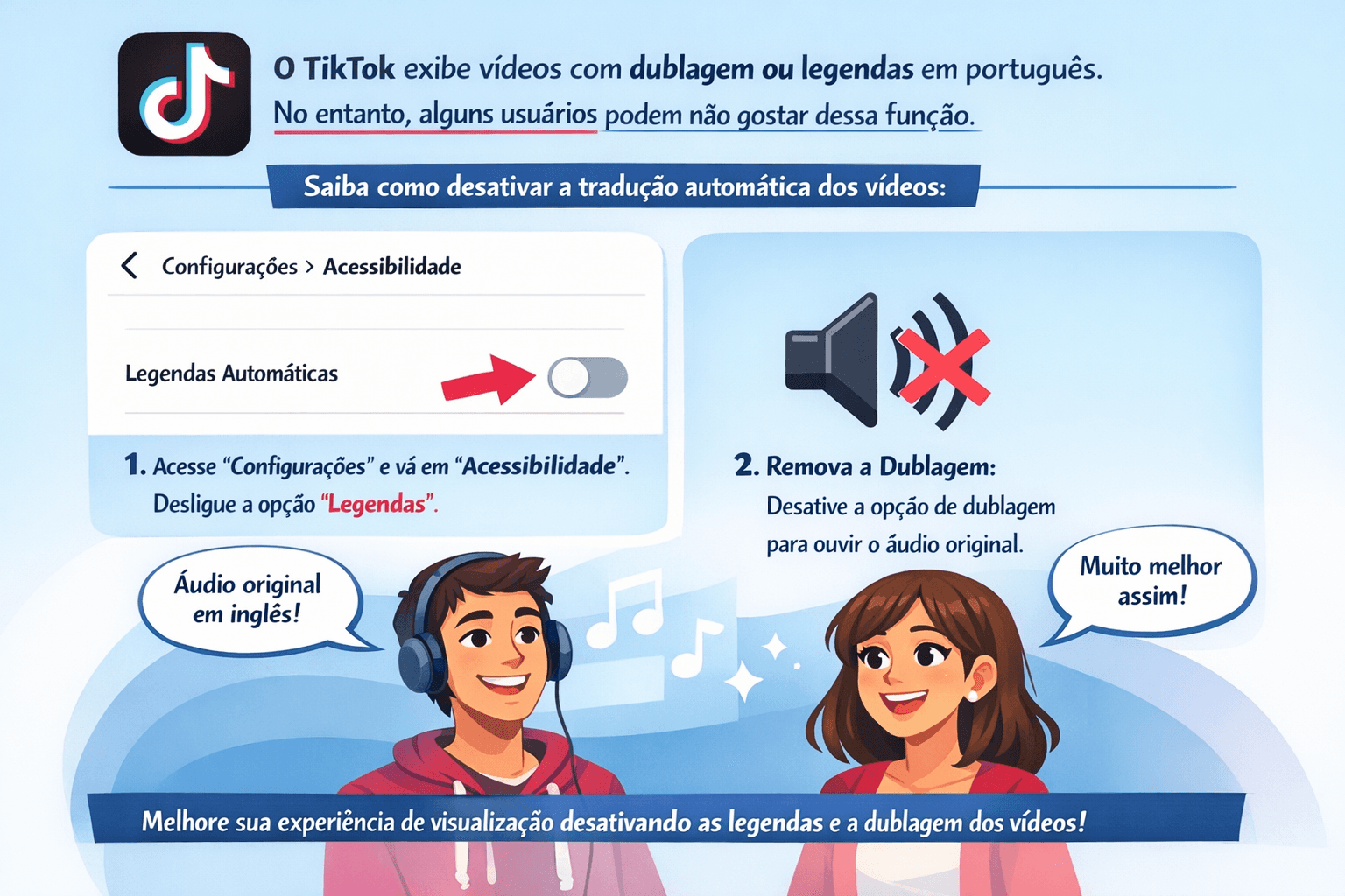 Deseja assistir vídeos no TikTok sem dublagem nem legendas veja como desativar essa função rapidamente
