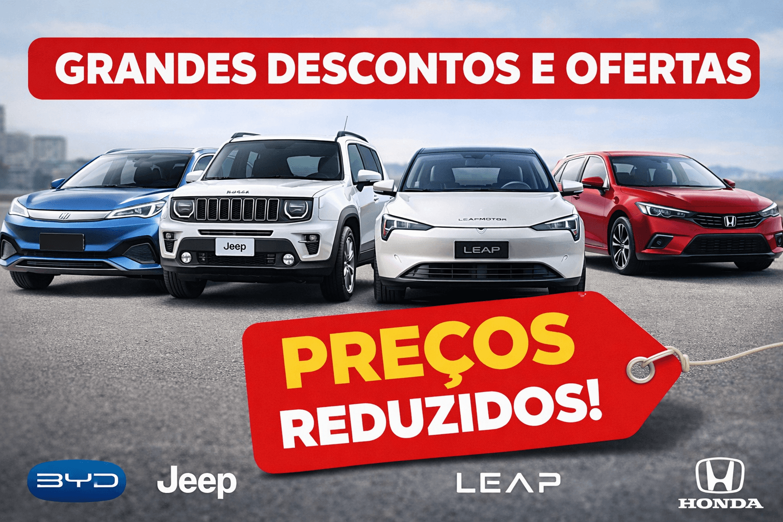 BYD, Jeep, Leap e Honda reduziram significativamente os preços de seus produtos para esvaziar estoques.