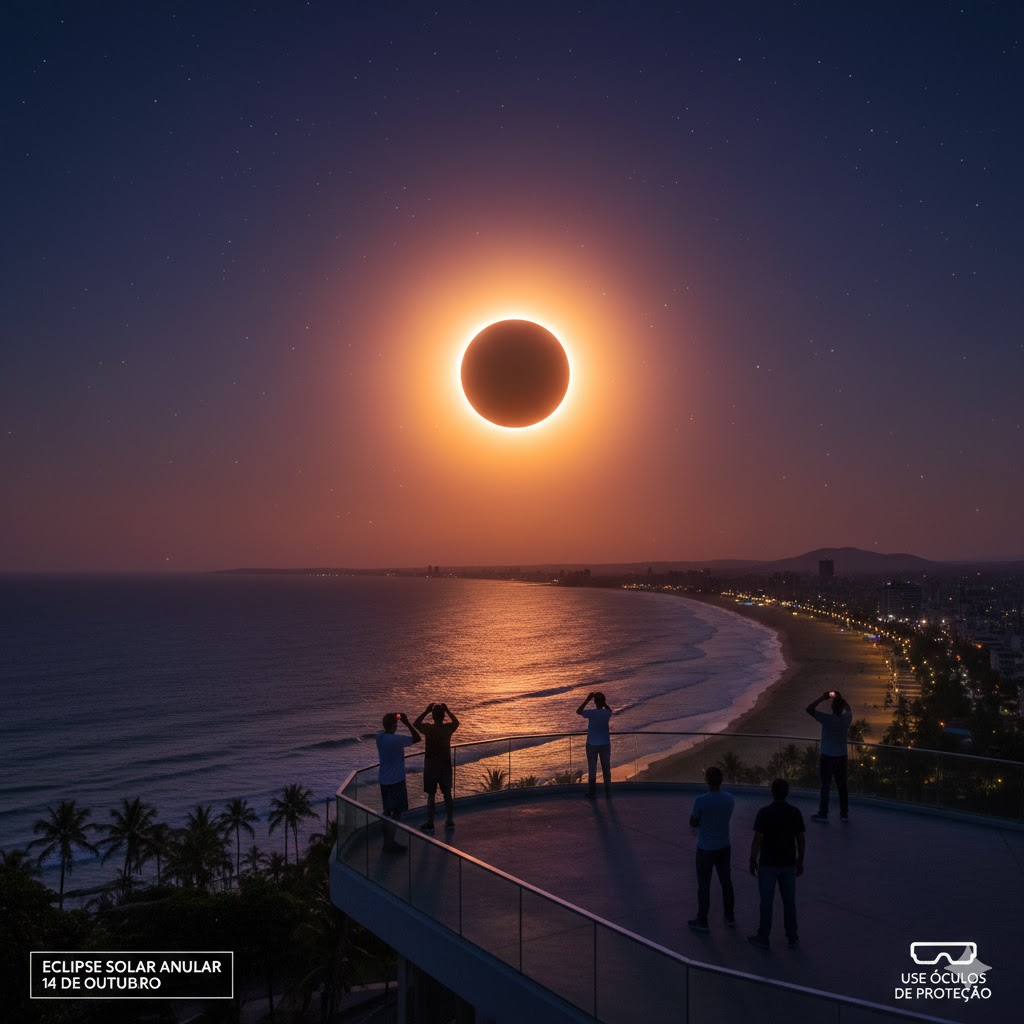 Onde e quando pode ser visto o eclipse solar anular no Brasil