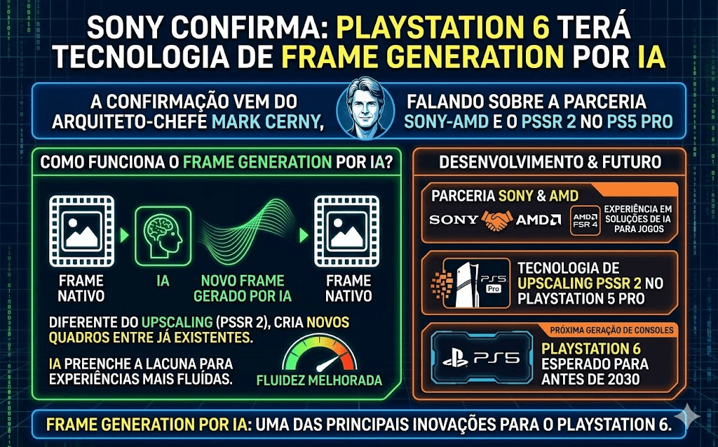 A Sony confirmou que o PlayStation 6 terá tecnologia de frame generation por IA